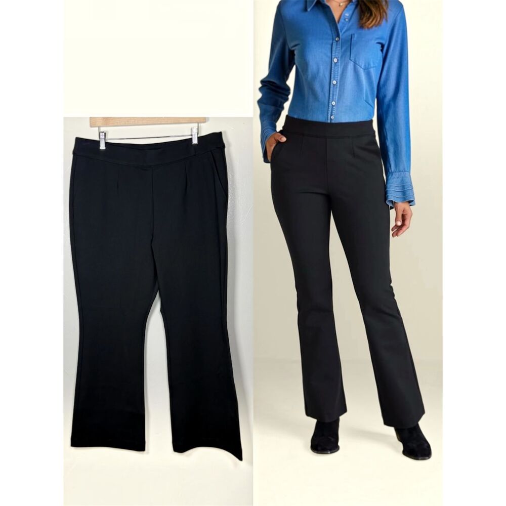 Soft Surroundings Black Wide Leg Ponte Pants Size XL Neutral Work Office Classic